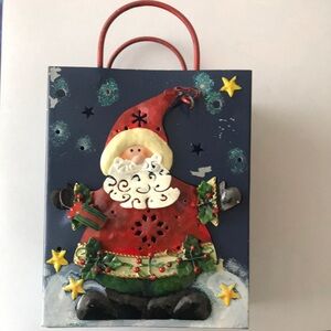 Christmas Festive Santa metal tin Gift Bag